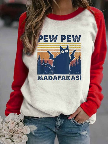 

Letter Crew Neck Sweatshirt, Red, Hoodies&Sweatshirts