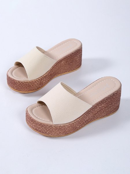 Casual Plain Wedges Platform Shoes, As picture, Slippers