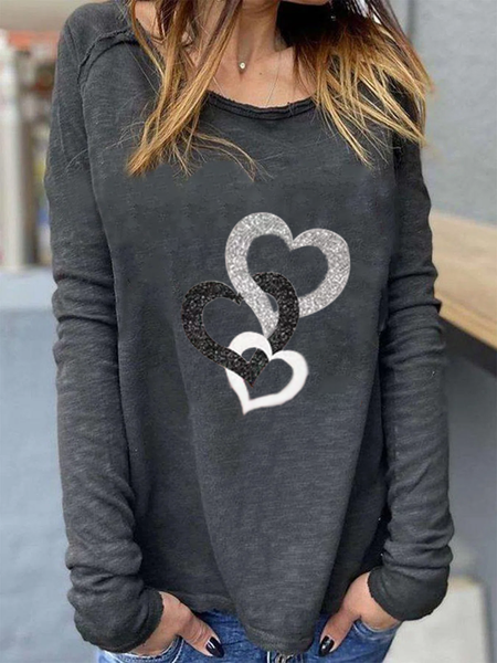 

LOVE Print Regular Fit Geometric Shirts & Tops, Deep gray, Tops