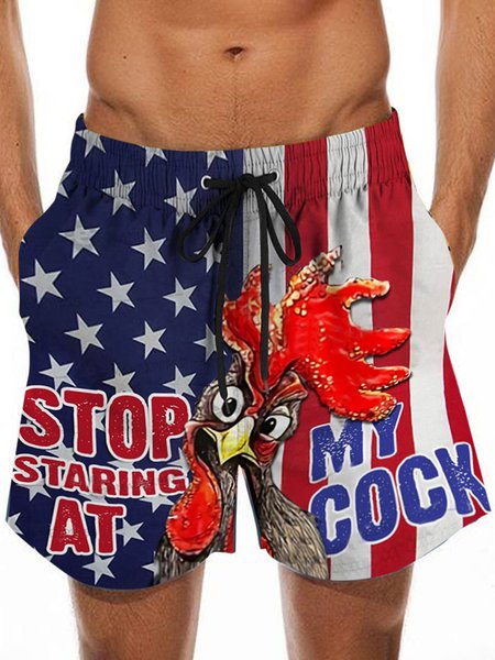 

Mens Turkey Print Casual Retro Breathable Hawaiian Beach Shorts, As picture, Men's shorts