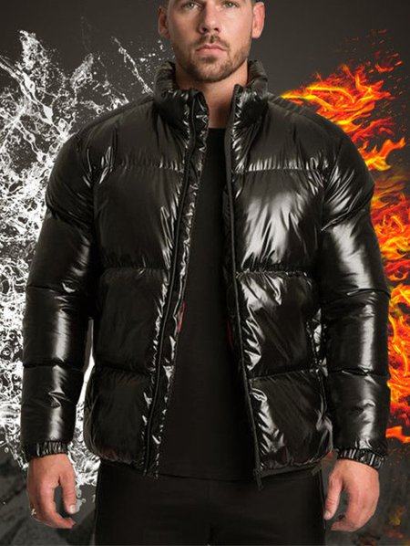 

Casual padded hoodie cotton-padded jacket men's winter clothes, Black, Jacket