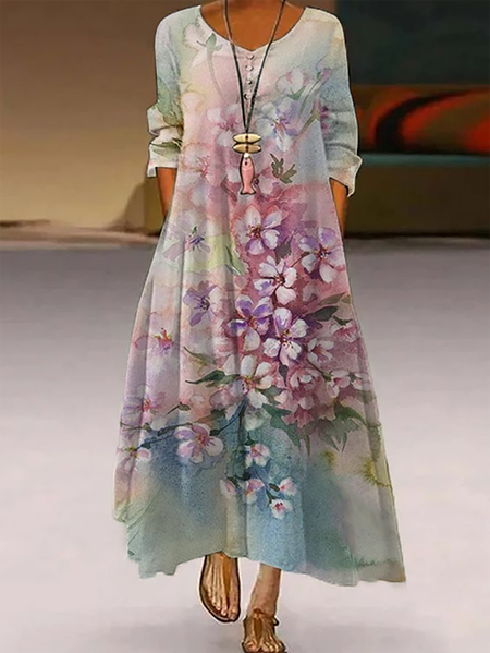 

Plus size Floral Printed Casual Dresses, Multicolor, Mini Dresses