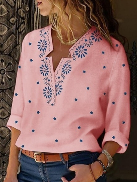 

Cotton Blends Floral Shirts & Tops, Pink, Blouses & Shirts