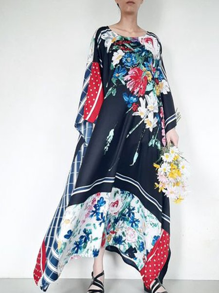 

Date Daily Household Crew Neck Dress, As picture, Maxi Dresses