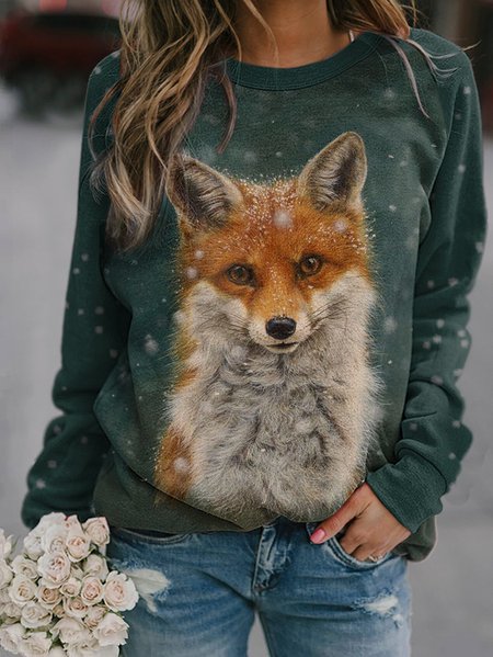 

Animal Casual Sweatshirt, Dark green, Hoodies&Sweatshirts