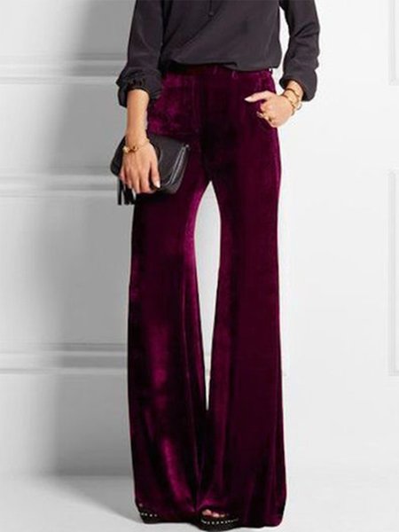 

Lady Solid Regular Fit Pants, Wine red, Wide Leg Pants