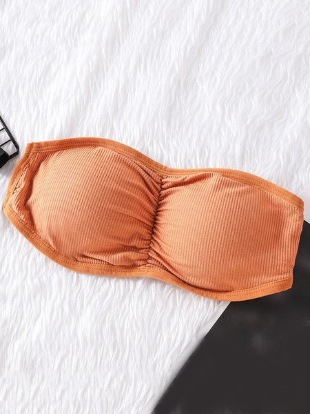 One Word Round Strapless Thread Gathers And Wraps The Chest, Orange, Underwear