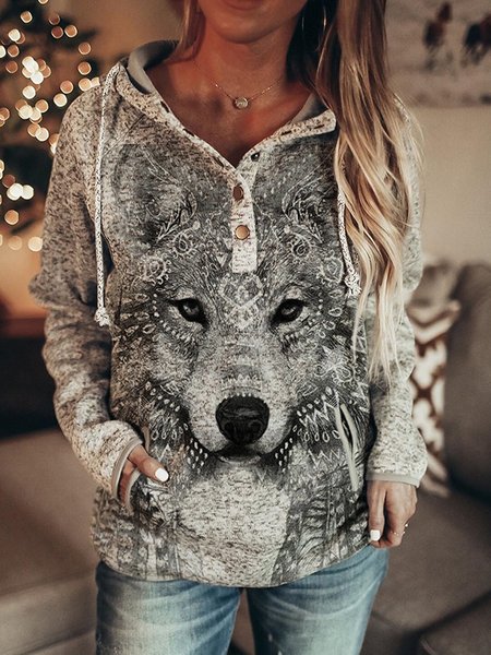 

Casual Animal Sweatshirt, Light gray, Hoodies&Sweatshirts