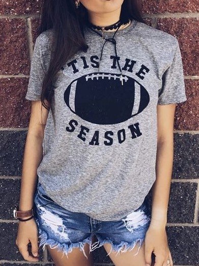 

Casual Crew Neck Letter Shirts & Tops, Gray, Tops