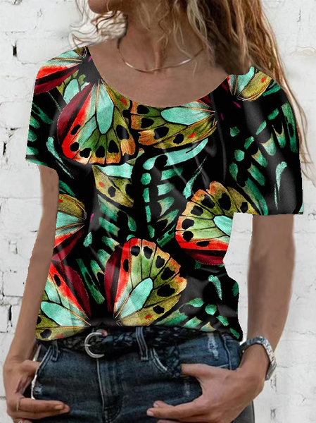 

Casual Loosen Shirts & Tops, Red, T-Shirts