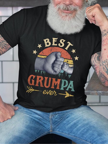 

Best Grumpa Ever Graphic Short Sleeve Casual Tee, Black, T-shirt