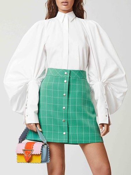 

Shirt Collar Elegant Solid Regular fit Shirt, White, Blouses and Shirts