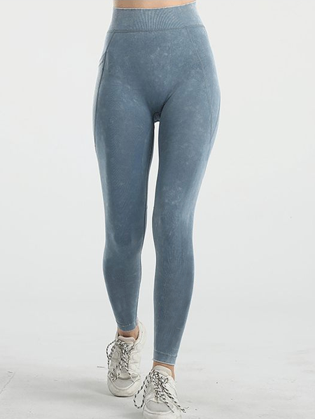 

Solid Cotton Blends Casual Pants, Blue, leggings