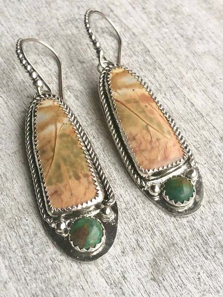 

Vintage Turquoise Alloy Earrings, As picture, Earrings