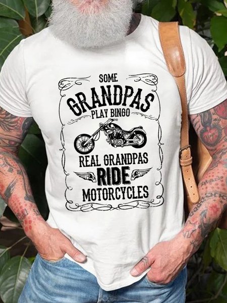 

Funny Grandpa Gift Motorcycle Vintage Short Sleeve Cotton Shirts & Tops, White, T-shirts