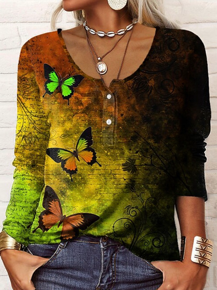 

Cotton Blends Butterfly Casual Shirts & Tops, Multicolor, Tops