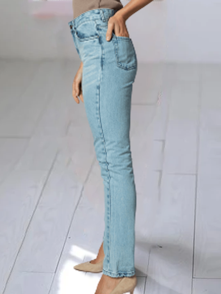 

Denim Simple Loosen Pants, Blue, Jeans