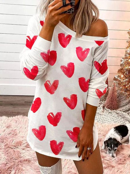 

Plus Size Scoop Neckline Loosen Casual Dresses（accessory not included）, White, Casual Dresses