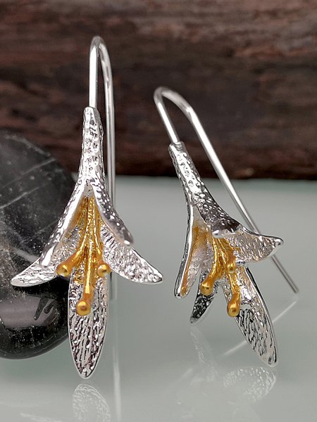 

Elegant Lily Flower Alloy Earrings, As picture, Earrings