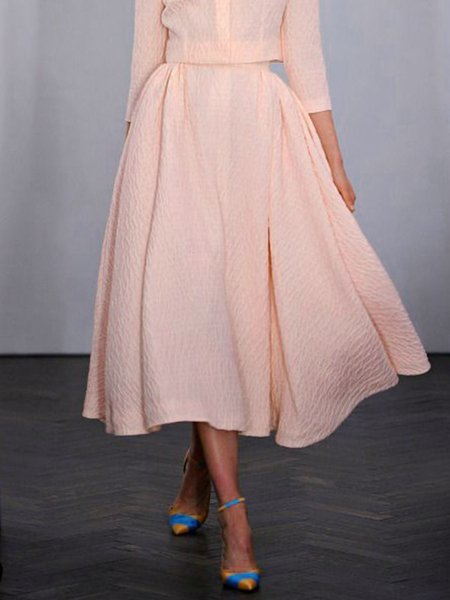 

Plain Elegant A- Line Daliy Skirt, Pink, Maxi Dresses