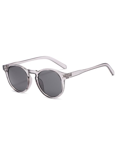 Retro Transparent Round Frame Sunglasses, Gray, Accessories