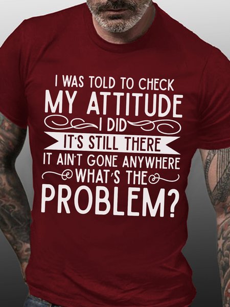 

Attitude Problem Crew Neck Short Sleeve Tshirts, Red, T-shirts