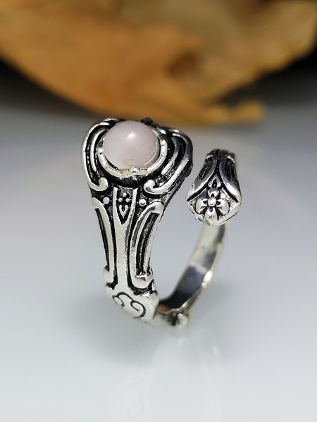 

Vintage Turquoise Pink Crystal Carved Ring, Rings