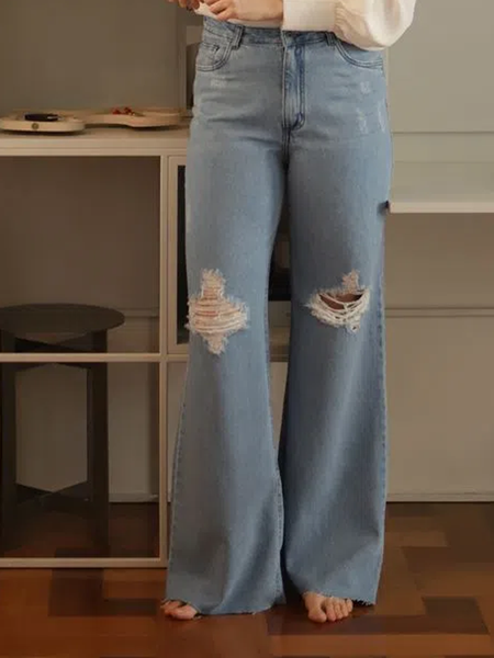 

Denim Loosen Pants, Blue, Jeans