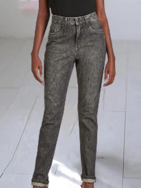 

Loosen Denim Casual Pants, Black, Jeans