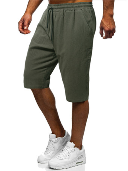 

All-Match American Casual Cotton And linen Shorts, Army green, Pants