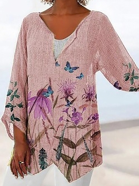 

Irregular Craftsmanship Cotton Blends Shirts & Tops, Pink, Tops