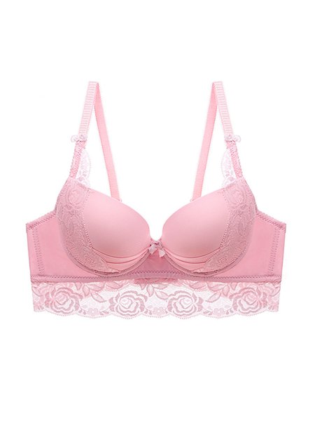 

Sexy Lace Hollow Gather Bra Plus Size, Pink, Bra&Bra Sets