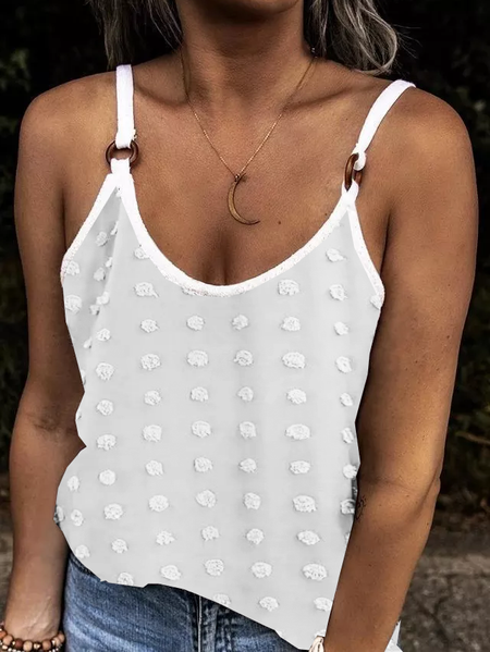 

Chiffon Spaghetti Jacquard Vests（ Double layer）, White, Tank Top