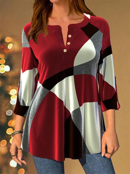

Elegant Color Block Buttoned Shirts & Tops, Multicolor, Tunics