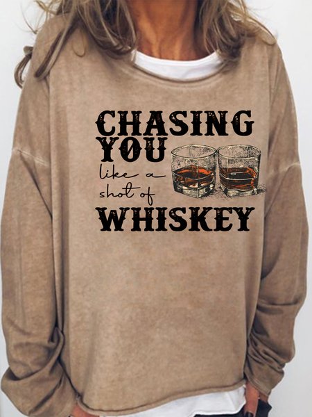 

Chasing You Like a Shot Of Whiskey Sweatshirt, Light brown, Hoodies&Sweatshirts