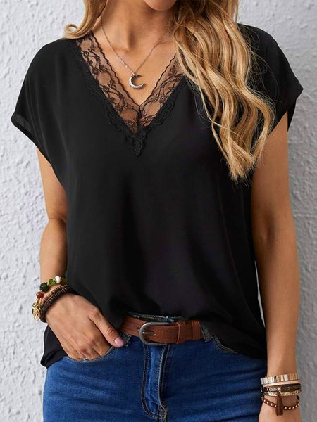 

Loosen Casual Solid Shirts & Tops, Black, Tops