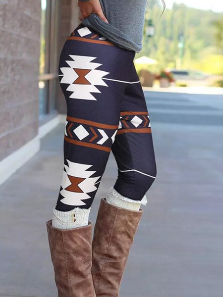 

Casual Skinny Tribal Vintage Pants, Multicolor, Pants