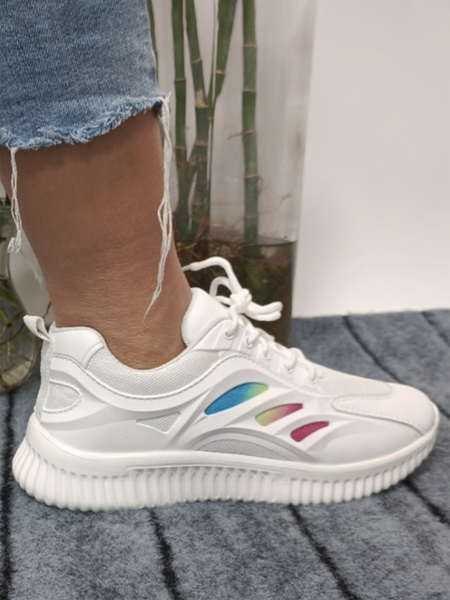 

Casual Outdoor Stitching Sneakers, White, Sneakers