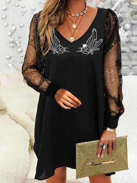 

Plus Size Party Butterfly Loosen Dresses（accessory not included）, Black, Casual Dresses