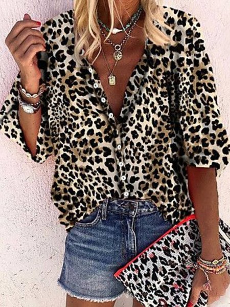 

Casual Long Sleeve Leopard Buttoned Shirts & Tops, Blouses & Shirts