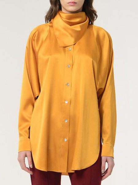 

Simple Long sleeve Work Daily Plain Lady Shirt, Yellow, Blouses and Shirts