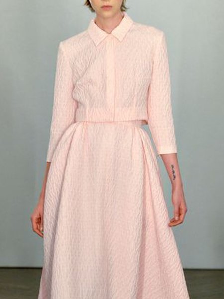 

Elegant Shirt Collar Regular Fit Blouse, Pink, Blouses and Shirts
