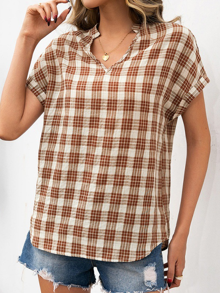 

Casual Cotton Shirt Sleeve Shirts & Tops, Khaki, Tops