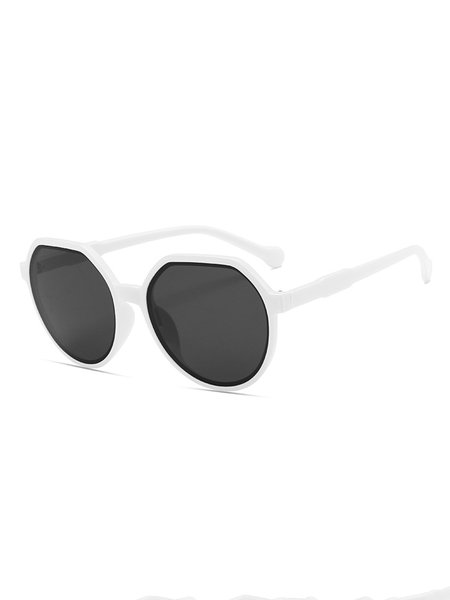

Simple Round Frame Glasses, White, Sunglasses