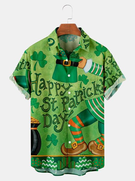 

St. Patrick's Day Abstract Short Sleeve Casual Cotton Blends Shirts & Tops, As picture, Shirts ＆ Blouse