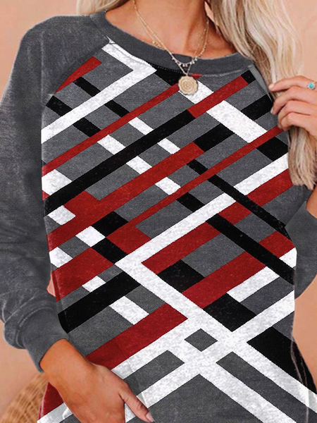 

Round Neck Geometric Basics Sweatshirt, Gray, Sweatshirts & Hoodies