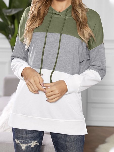 

Polyester Cotton Loosen Color Block Sweatshirt, Army green, Hoodies & Sweatshirts
