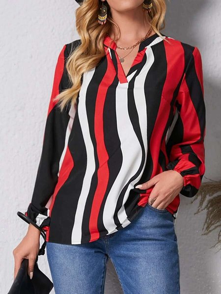 

Striped V Neck Shirts & Tops, Multicolor, Tops