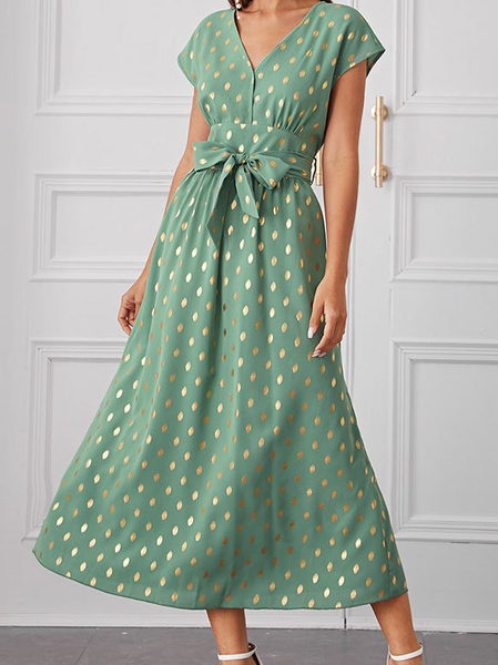 

Loosen V Neck Vacation Dresses, Green, Casual Dresses
