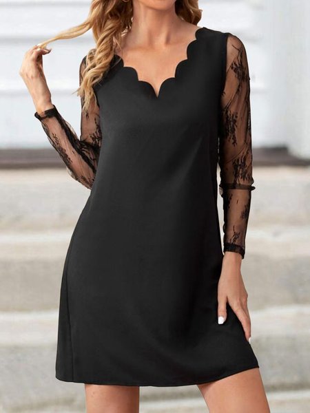 

Loosen Romantic Solid Dresses, Black, Mini Dresses